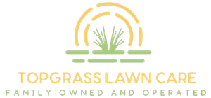 Logo for TopGrass Lawn Care, featuring blue 