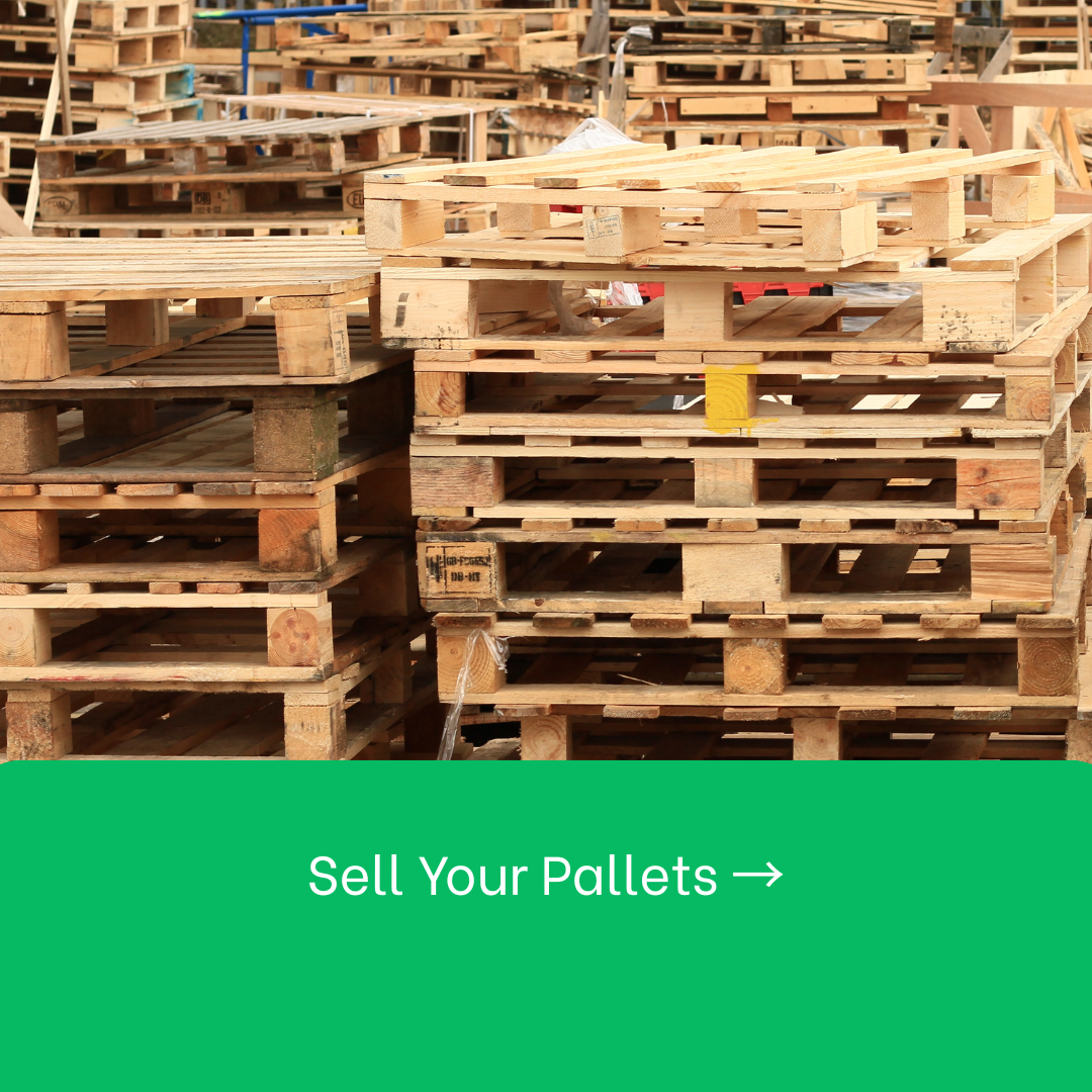 A bunch of wooden pallets are stacked on top of each other.