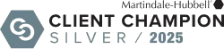 The martindale-hubbell client champion silver / 2023 logo is shown on a white background.