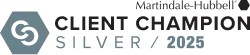 The martindale-hubbell client champion silver / 2023 logo is shown on a white background.