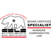 The logo for the state bar of california board certified specialist workers ' compensation law.