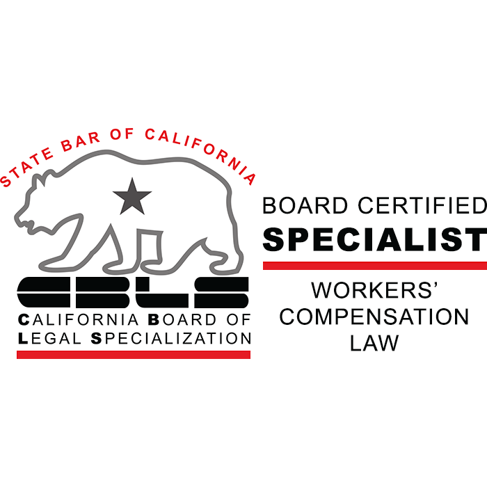 The logo for the state bar of california board certified specialist workers ' compensation law.