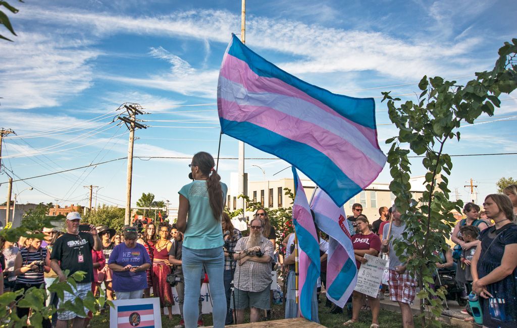 Speakers at the Transgender Memorial Garden dedication and protest spoke of a history of violence, solidarity, solutions to educate the public, and how they, along with allies, can work together. Photographed July 30, 2017.