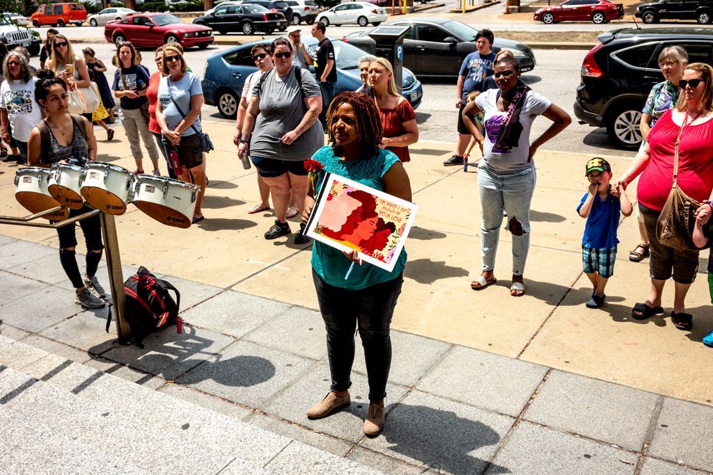 This protest at the St. Louis Justice Center (jail) focused on the overcrowded jail in downtown St. Louis due to an emphasis on setting high bail amounts to create revenue for the City. Families and friends, along with civil rights activists and defense attorneys organized a Mother’s Day Bailout rally to call attention to the plight of families who suffer when a relative is jailed for long periods of time waiting for their trial. Photographed May 12, 2018.