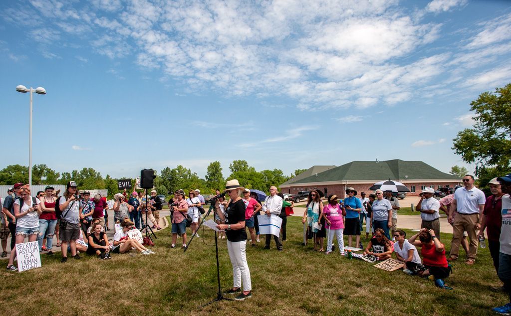 During President Trump’s first term, Americans were exposed to the first hints of authoritarian rule when ICE agents first started rounding up immigrants and were not transparent about where they were taking them. Then we learned that they were separating families — children from their parents, and keeping sloppy or no records at all that would allow reunification. A large group of citizens descended on the ICE headquarters in Troy, Missouri, just northwest of St. Louis to protest this behavior. Photographed June 30, 2018.