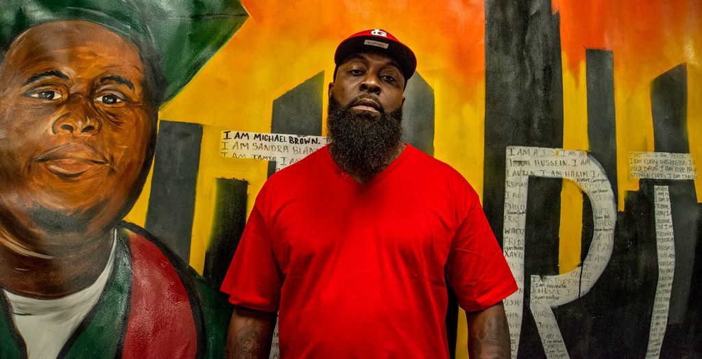 Michael Brown, Sr., father of Michael Brown, who was killed by Ferguson police officer Darren Wilson on August 9, 2014, after he allegedly jaywalked across a street in a subdivision. That incident sparked an awakening to the “Jim Crow” tactics of police departments nationwide with protests and riots in Ferguson, a suburb of St. Louis. Reforms, including a federal consent decree, have forced Ferguson’s police department to adopt new rules, procedures, training, and more since then. And the work continues. This photo, taken five years after his son’s death on August 8, 2019, at a tribute Michael’s father organized under the banner of a new foundation, Chosen for Change, with a memorial at the Urban League offices in Ferguson.