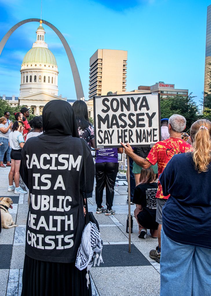 Protester’s signs and speeches memorialize yet another senseless killing at the hands of poorly trained or racist police officers, who take an oath to protect and serve the public. Instead, too often, they take the lives of innocent people based on skin color, ethnicity, or being in the wrong place at the wrong time. Photographed July 29, 2024. 