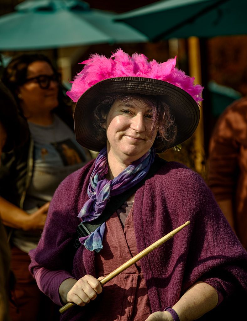 Beating the Drum: A member of Joia World Music preparing to participate in a Women’s Reproductive Rights march and rally in the Dogtown neighborhood of St. Louis City to protest the Missouri State Legislature’s efforts to override the successful Amendment 3 referendum by Missouri voters to legalize abortion. Several women’s groups, along with male allies, marched and spoke out at this and several other later protests. Photographed on November 2, 2024. 