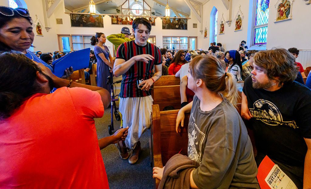When a large data center was proposed to replace a now defunct entertainment venue, residents throughout the City of St. Louis gathered for a town hall meeting to discuss the pros and cons of this type of development that could affect their “quality of life.” Small groups were formed to facilitate open discussions, as the one seen here. Everyone had the opportunity to weigh in with their point of view. Overwhelmingly, the attendees decided to oppose the data center development led by large contractors, unknown developers, and other special interests. Photographed October 12, 2025.