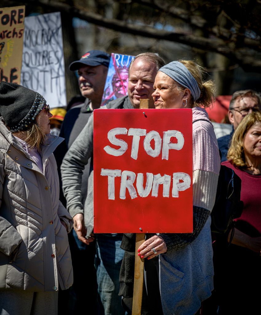 This protest was held at Aloe Plaza, across from St. Louis’ famed Union Station. For many, the issues are so numerous and onerous that “Stop Trump” summed up their political emotions best. Photographed March 28, 2026.