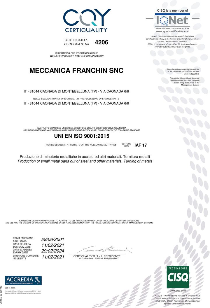 certificato cqy