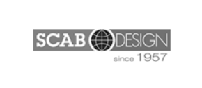 Logo SCAB DESIGN con icona del globo e scritta 