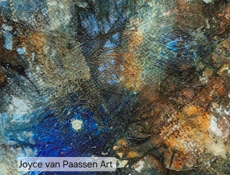 Universum; Semi Abstract acrylinkt en -verf; 13x18 cm; intuitief
