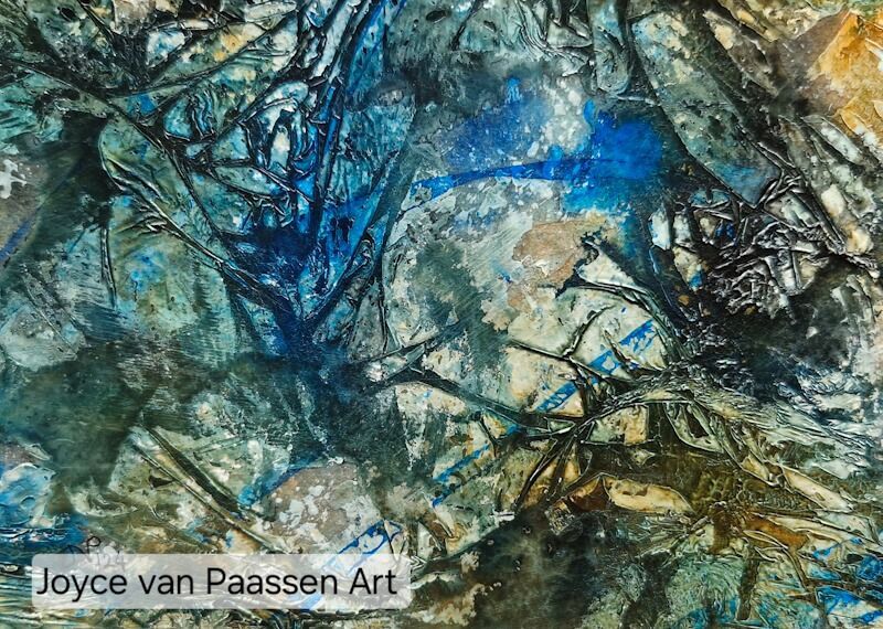 Oerknal; Semi Abstract acrylinkt en -verf; 13x18 cm; intuitief