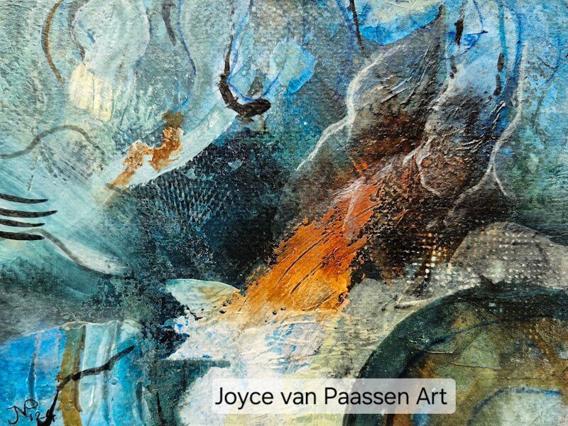 Beschouwing; Semi Abstract acrylinkt en -verf; 13x18 cm; intuitief; verkocht