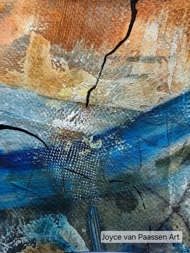 Pacific Ocean 4; Semi Abstract acrylinkt en -verf; 13x18 cm; intuitief