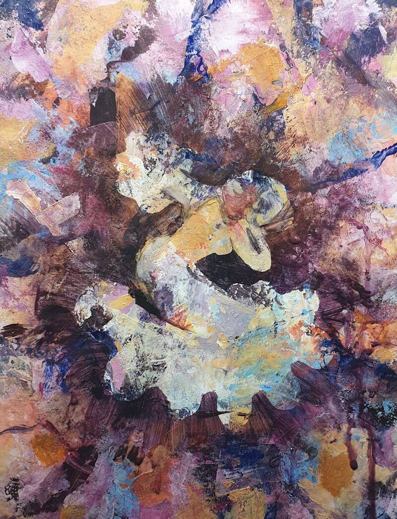 Een danseres wordt zichtbaard doordat ik om het figuurtje heen heb geschilderd