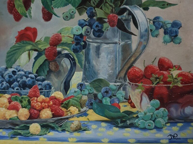 fruit tafel olieverf op canvastboard