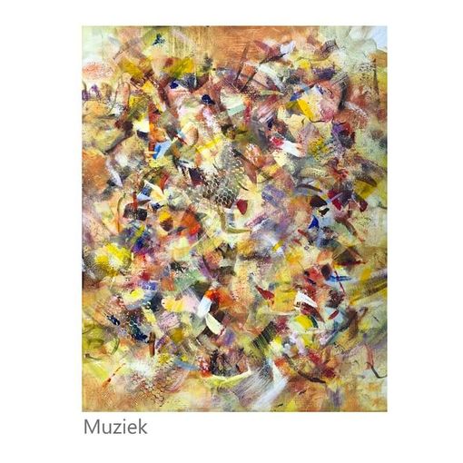 'Muziek' - uit de Breaking the Pattern collectie. Abstract Acrylverf in lagen met penseel. 40x50 cm Linnen doek. € 630,- Joyce van Paassen Art © 2026
