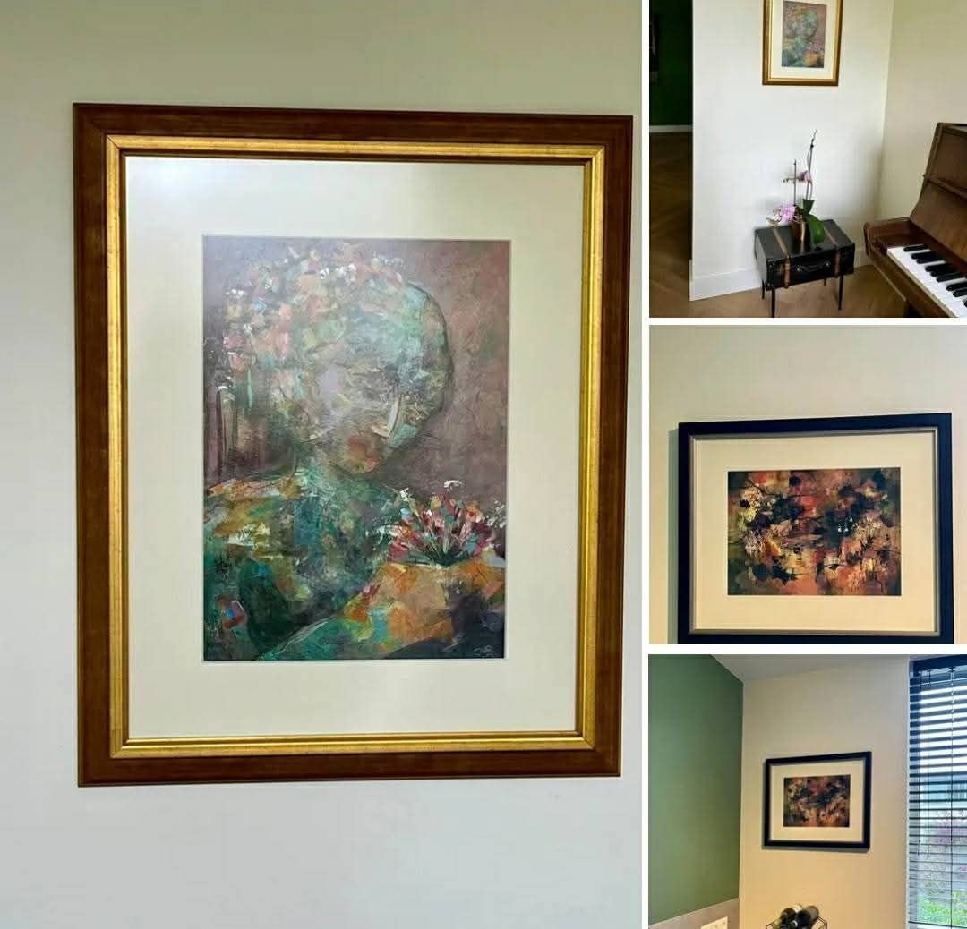 Verkochte schilderijen bij een klant