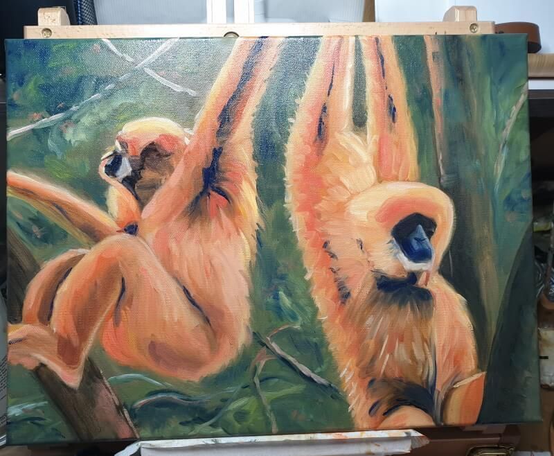 Detail in losse stijl met penselen