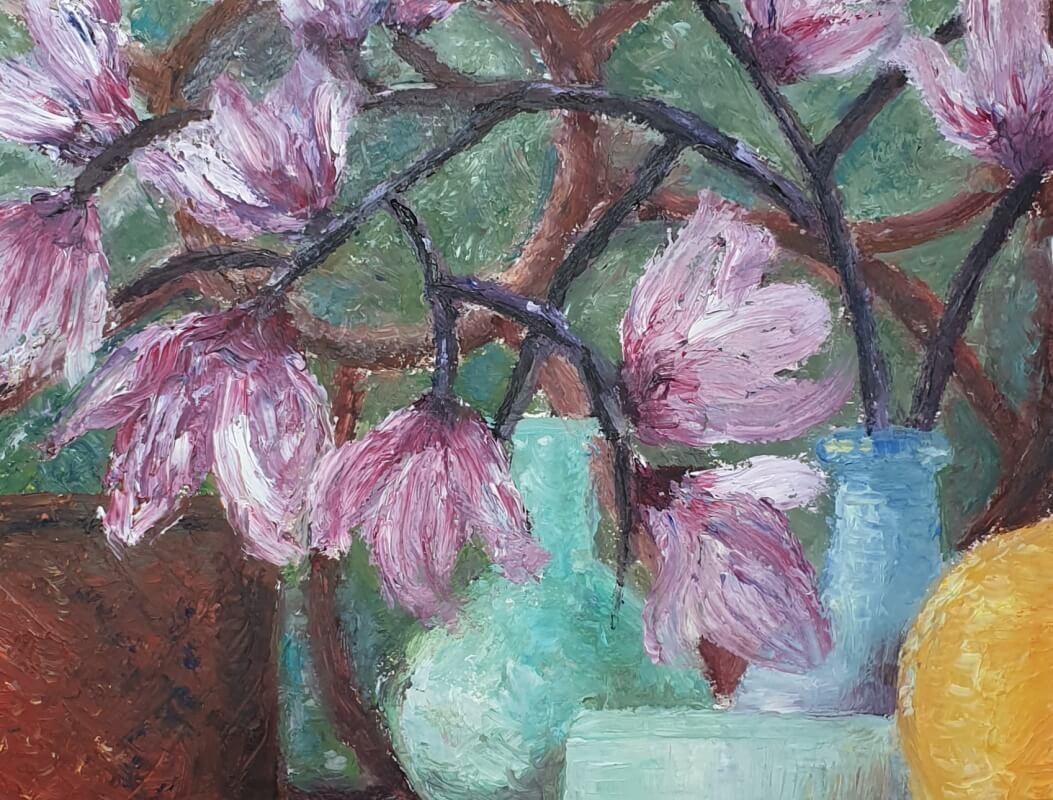 Magnolia bloemen olieverf op papier
