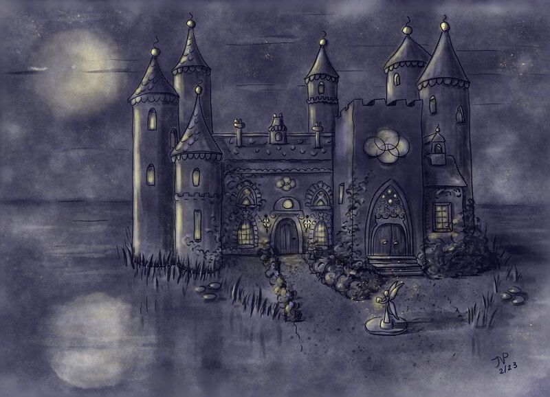 Illustratie in opdracht bij gedichten over een fantasiewereld die zich afspeelt in de Manor.
(Dichter: Thatfoolmoonguy)