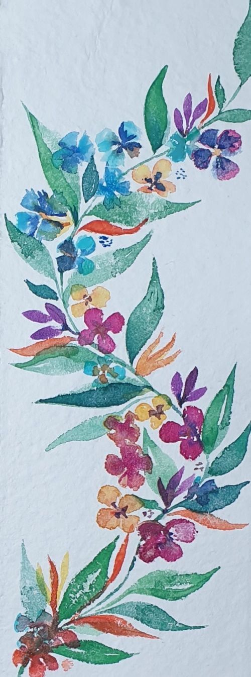 Fantasie bloemen in aquarel - Joyce van Paassen Art © 2023 VERKOCHT
