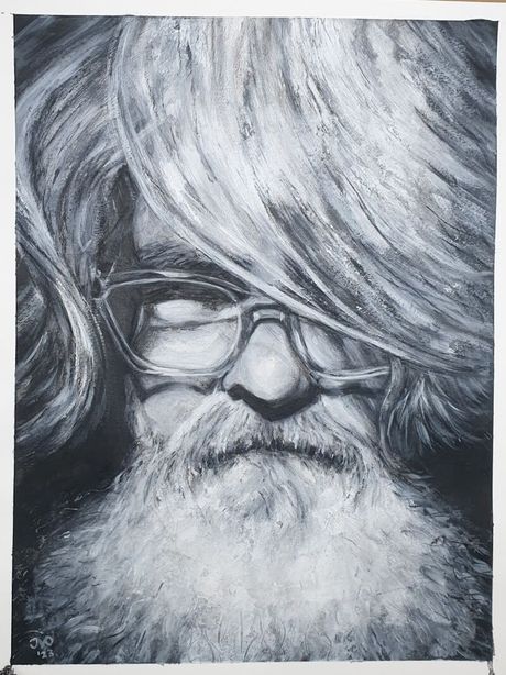 Portret houtskool, inkt en witte gesso/acryl op acrylpapier
Joyce van Paassen Art © 2023