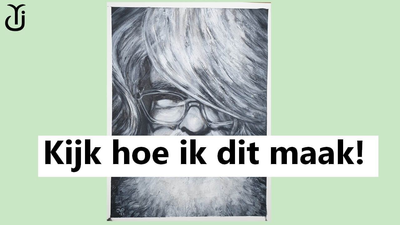 Ik maakte een Youtubekanaal waar ik mijn maakproces laat zien. Dit portret maakte ik eind 2023 en in de video zie je hoe.