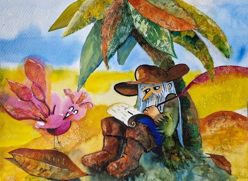 Bij het liedje Ameland maakte ik in opdracht illustraties met collagetechnieken. Dit is de zeerover uit het lied.
Joyce van Paassen Art © 2024