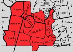 Map of the Areas Served | Westfield, MA | C & S Septic Service