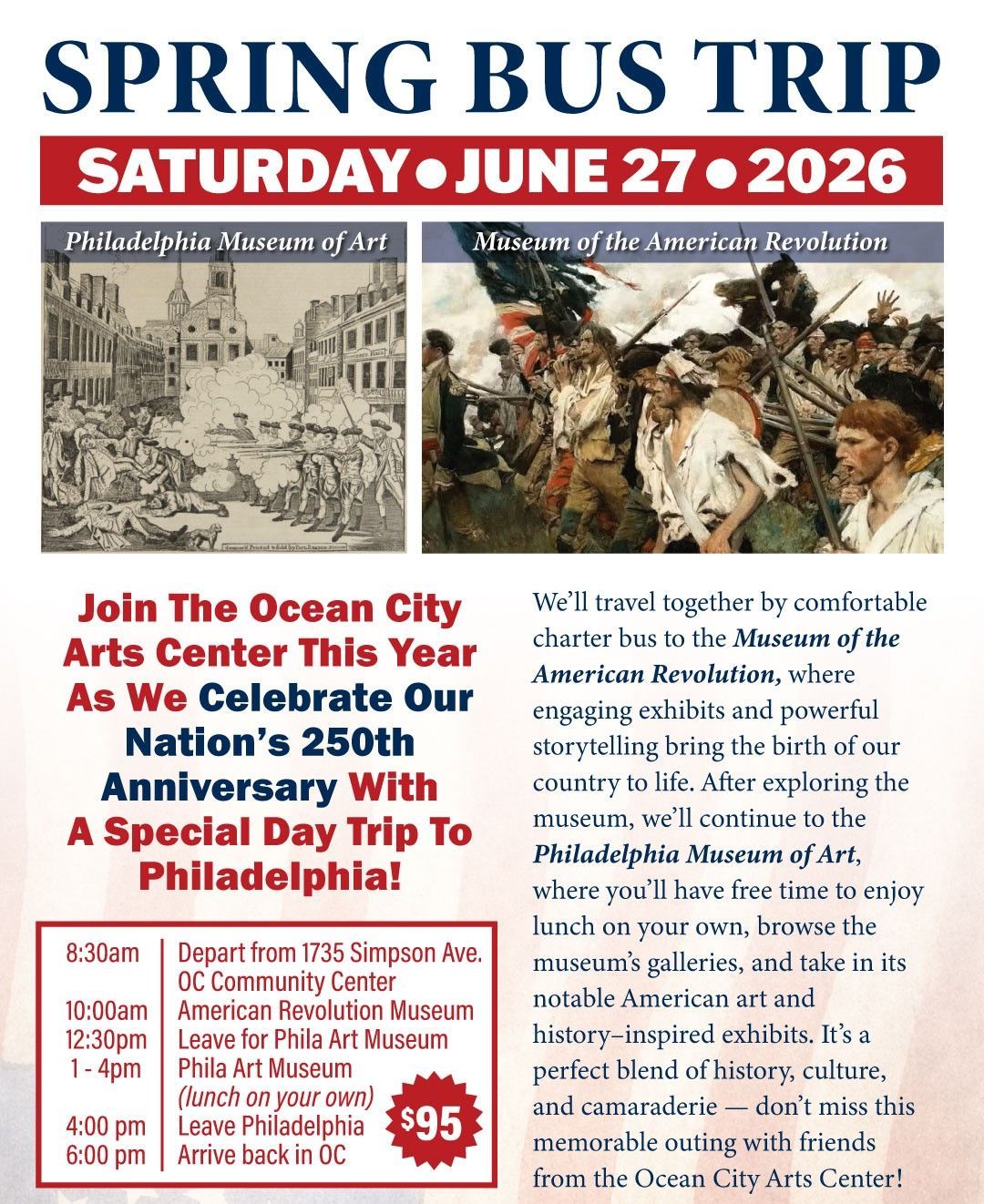 Ocean City Arts Center Spring Bus Trip 2026