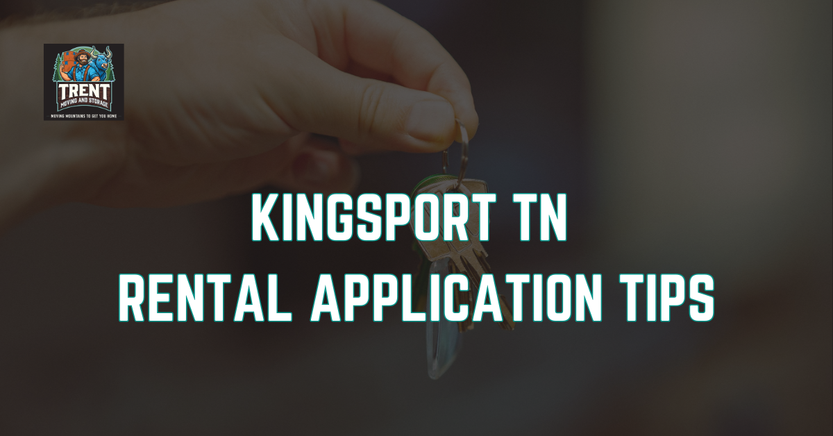 Hand holding keys; Kingsport TN rental application tips graphic.