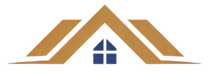 A house logo with a golden roof and blue window.