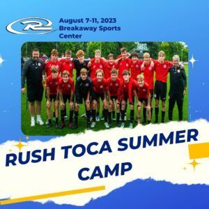Rush Toca Summer Camp at Breakaway Sports Center: Group of soccer players in red, black, and white attire.