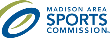 Madison Area Sports Commission logo with blue and green abstract design and text.