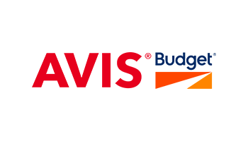 Avis Budget logo: Red "AVIS" text next to blue "Budget" text with an orange triangle.