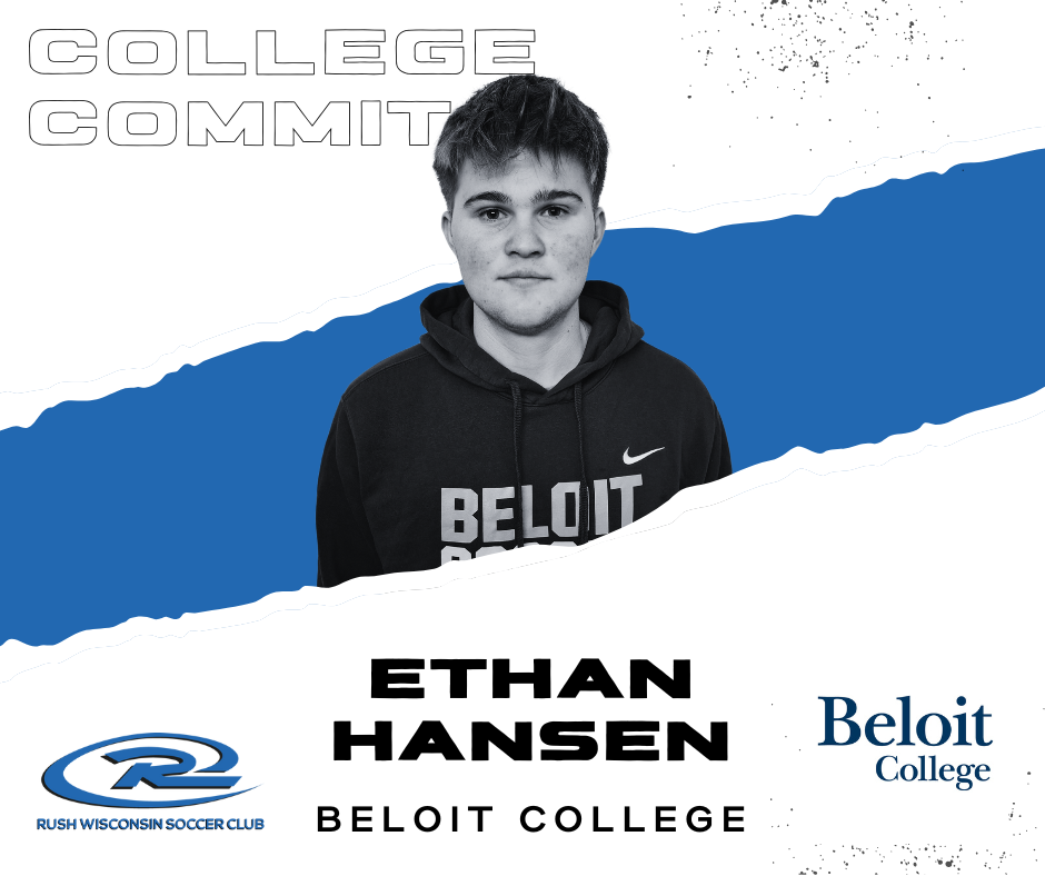Ethan Hansen in a Beloit College hoodie, commitment announcement.