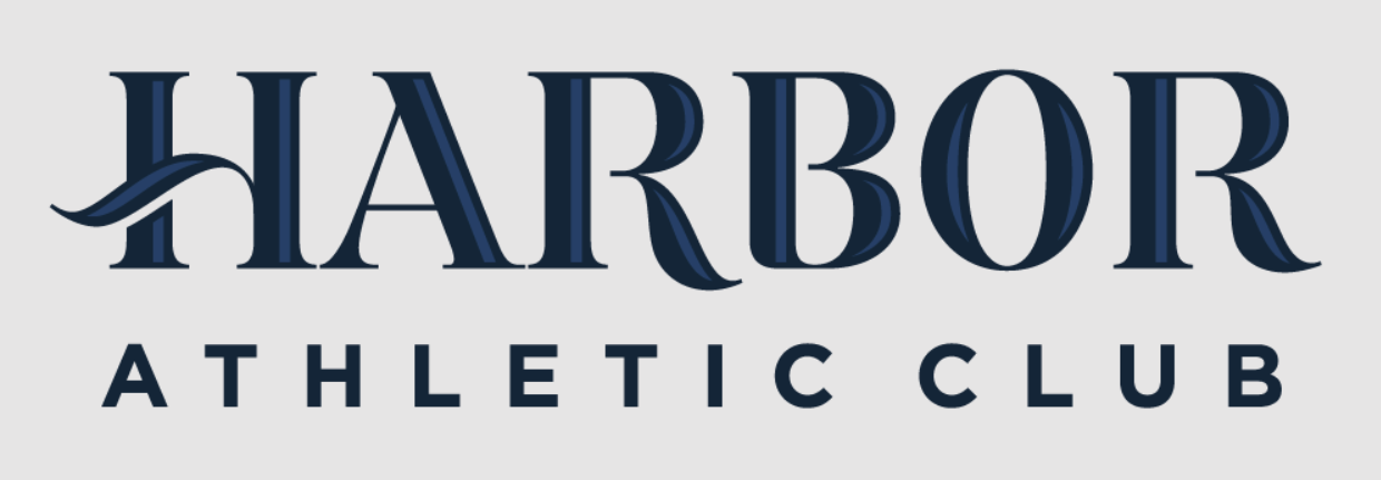Logo for Harbor Athletic Club: navy text on a light gray background.