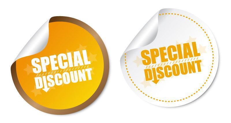 Two Stickers That Say Special Discount on a White Background — Aldine Printers in Bungalow, QLD