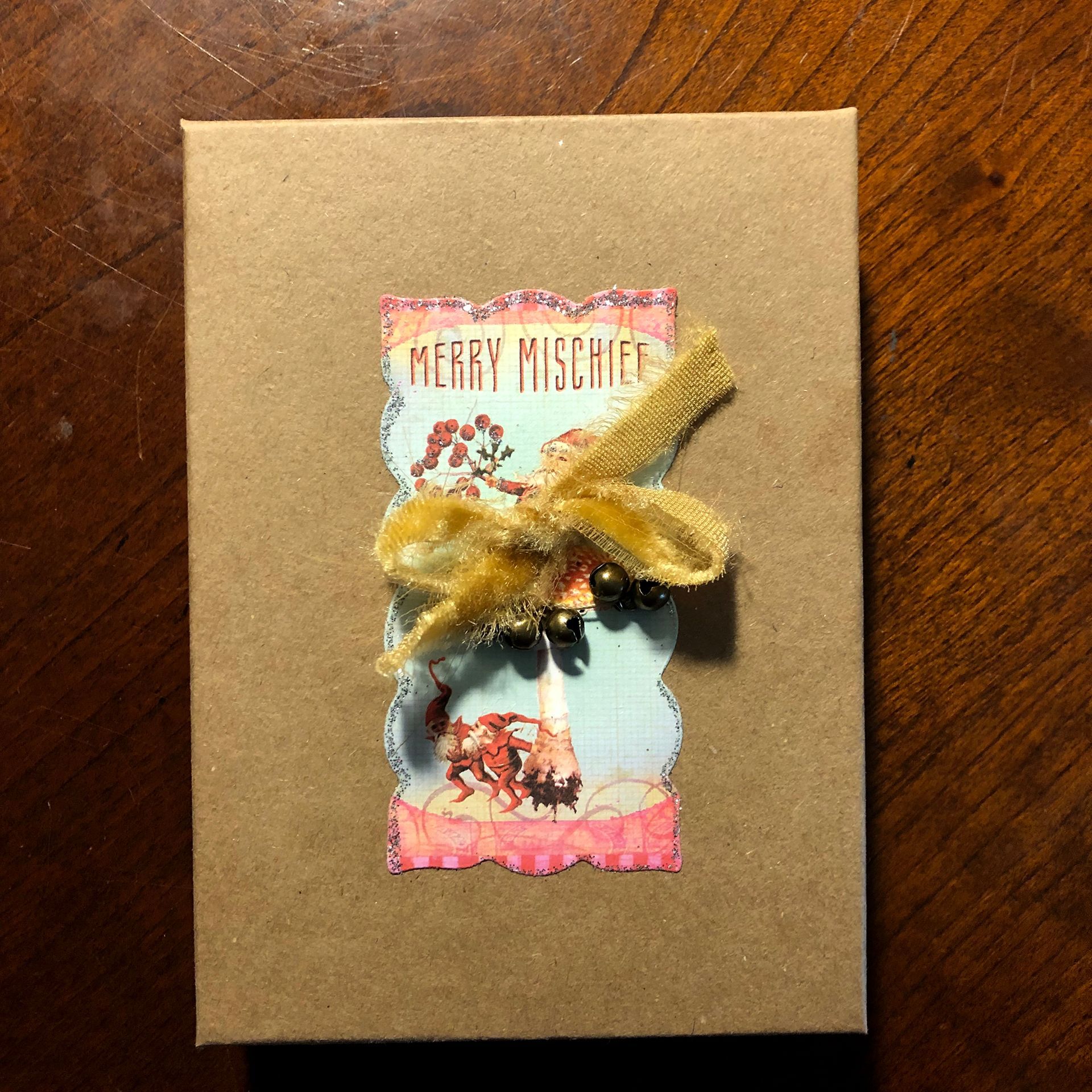 Cardboard card decorated with a 