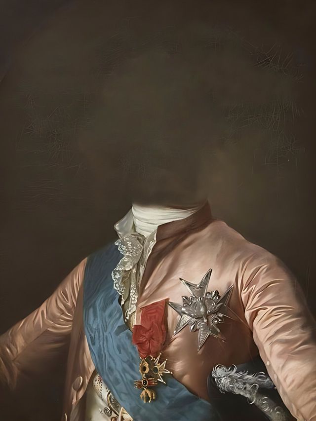Man in pink jacket, blue sash, and medals; upper body portrait.