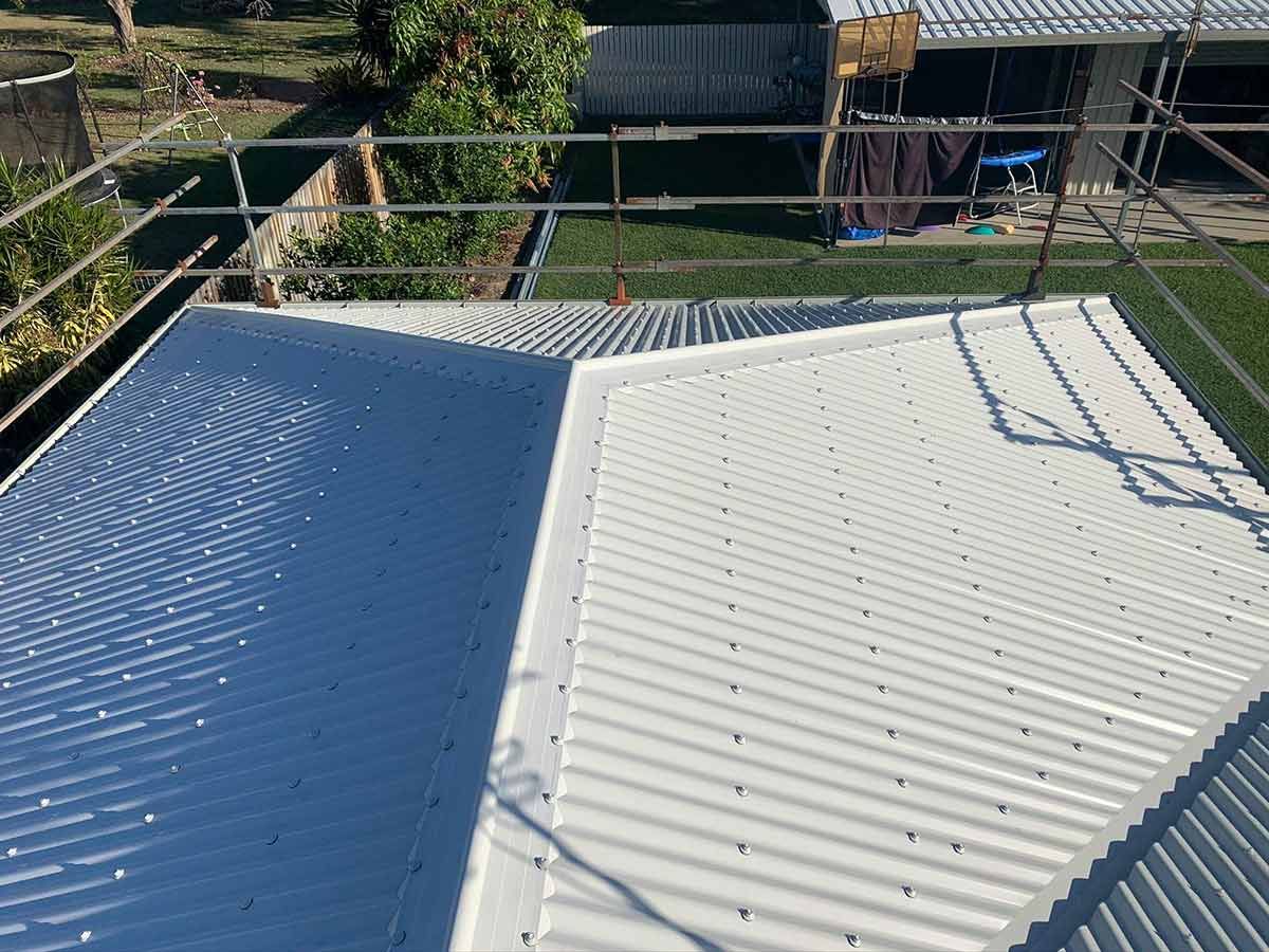An Aerial View of a Roof With Scaffolding on It — Ben McLennan Constructions in Grafton, NSW