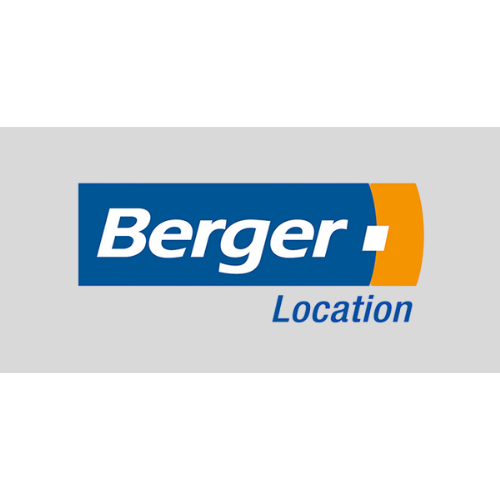 Logo Berger Location avec jeu de couleurs bleu et orange.