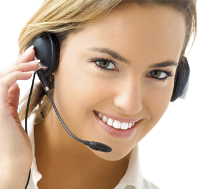 A woman wearing a headset is smiling for the camera