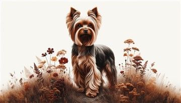 Mature Yorkshire Terrier Standing on a Hill