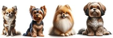 Toy Breeds Size Comparison - Yorkie compared to Chihuahua, Pomeranian, Shih Tzu