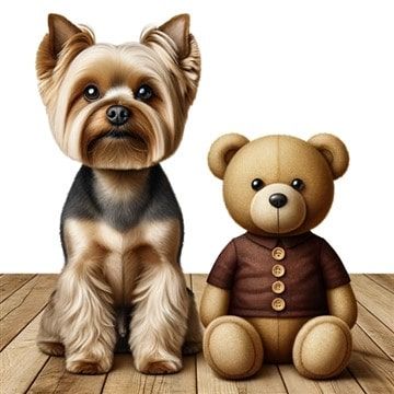 Yorkie with Teddy Bear 