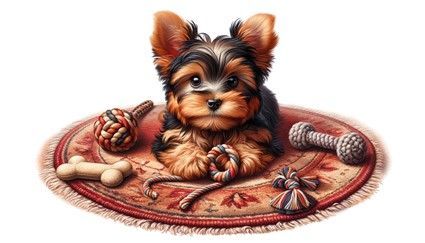 Yorkshire Terrier Puppy with Teething Toys